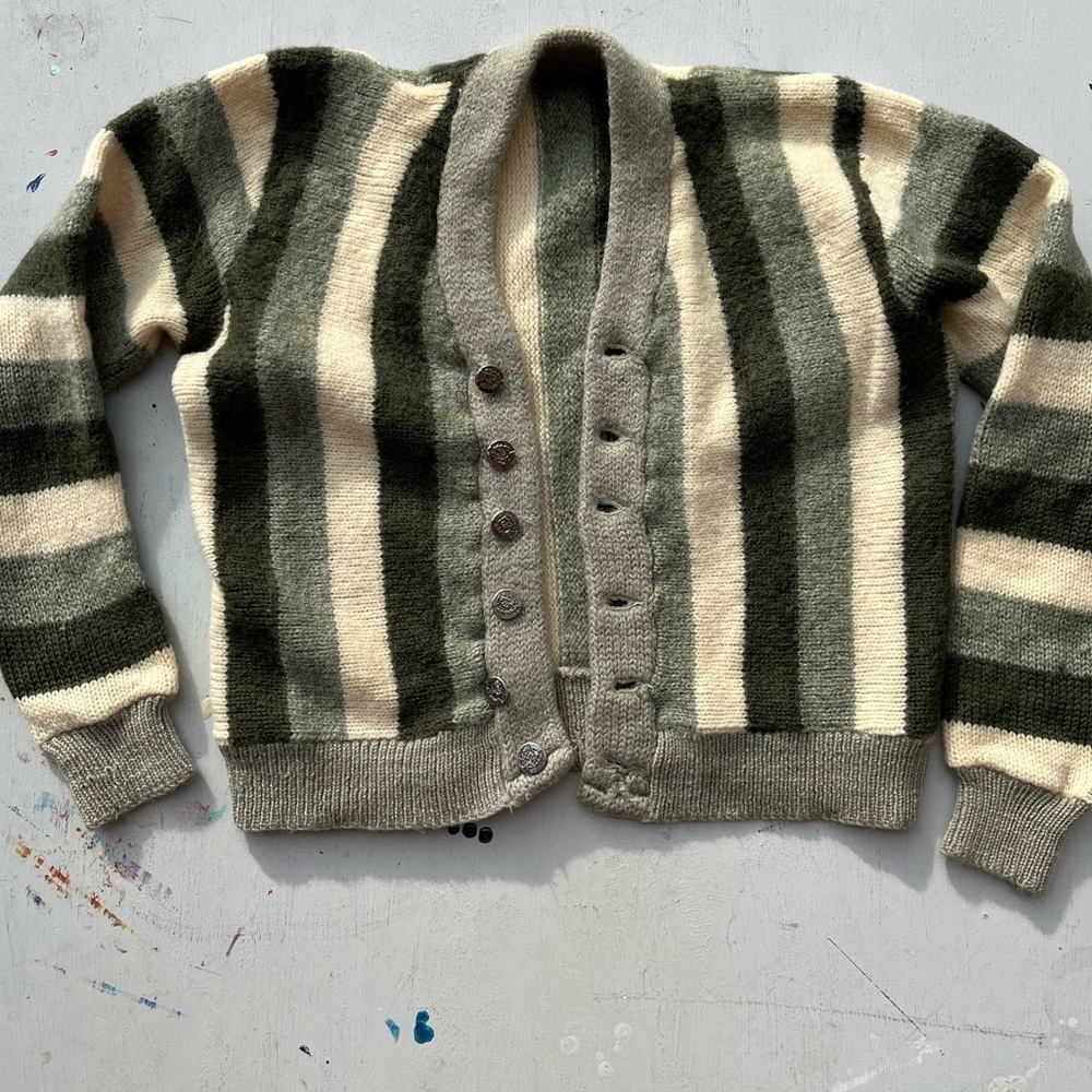 Women's Cardigan Multicolor Striped Button NO SIZE Cottagecore Preppy City‎ Farm